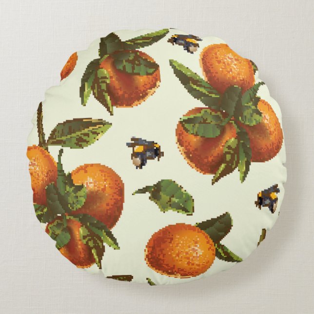 Citrus & hommel:  naadloos rond kussen (Voorkant)