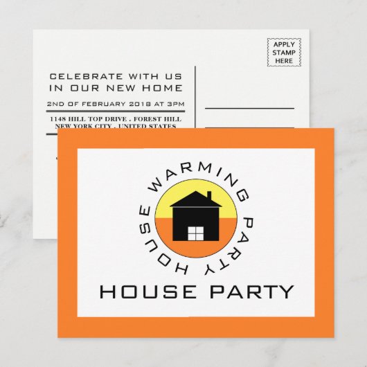 Citrus House Logo, Housewarming Party Invitation Uitnodiging Briefkaart (Voorkant / Achterkant)