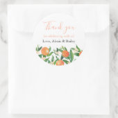 Citrus houtskool bruiloft gunst dank u ronde sticker (Tas)