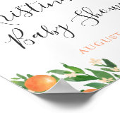 Citrus Houtskool Little Cutie Baby Shower Welkom Poster (Hoek)