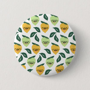 Citrus-illustratie met citroen en limoen in cartoo ronde button 5,7 cm