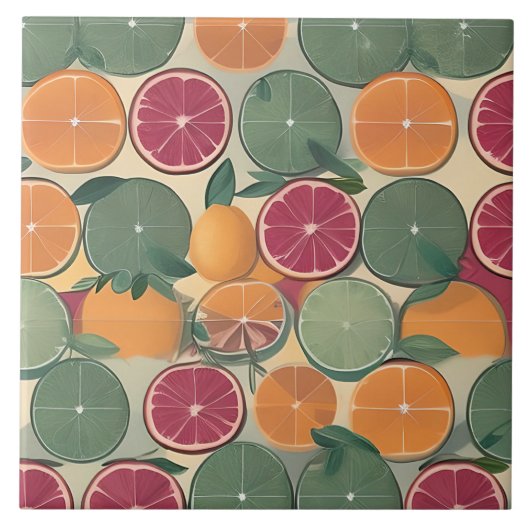 Citrus in gedempte kleuren tegeltje (Voorkant)