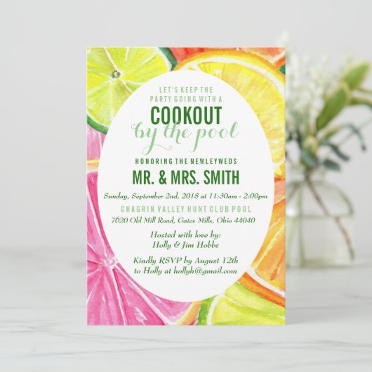 Citrus Invitation Kaart (Staand voorkant)