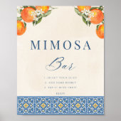 Citrus Italiaans Blauw Tegels Mimosa Bar Sign Post Poster (Voorkant)