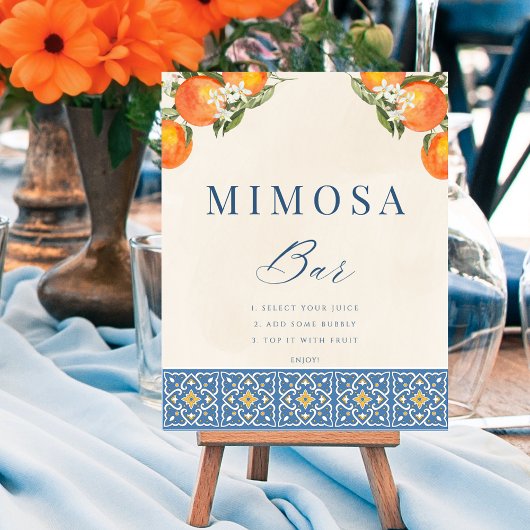 Citrus Italiaans Blauw Tegels Mimosa Bar Sign Post Poster
