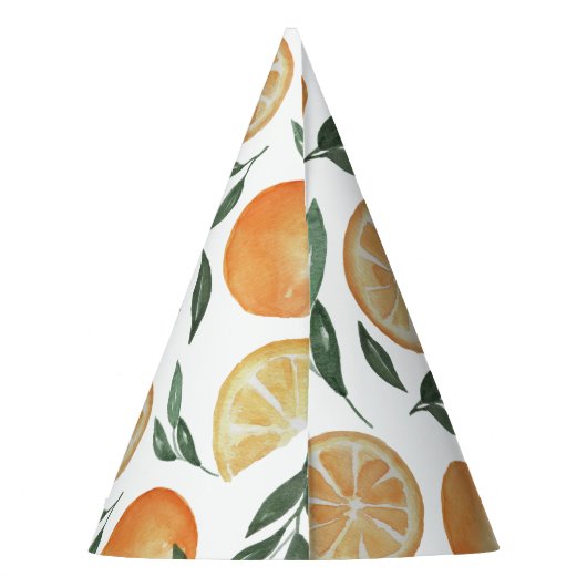 Citrus Kids Birthday Party | Summer Orange Fruit Feesthoedjes (Achterkant)