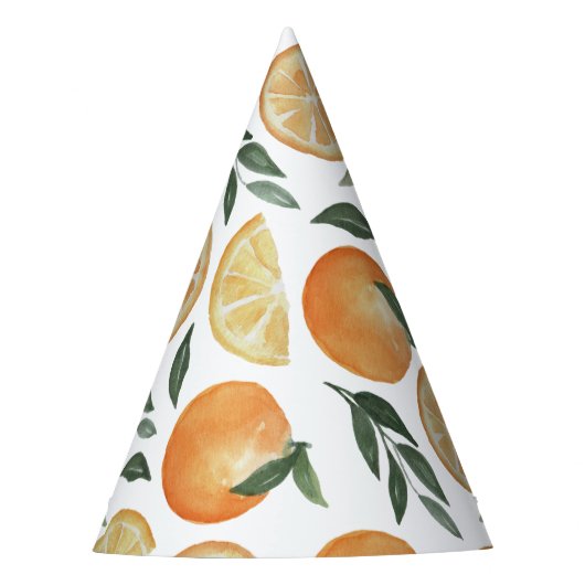 Citrus Kids Birthday Party | Summer Orange Fruit Feesthoedjes (Voorkant)