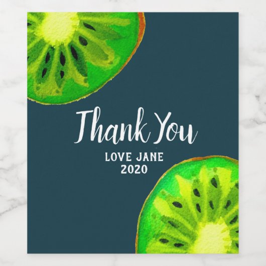 Citrus kiwi fruit slice modern dank u cadeau wijn etiket (Enkel label)