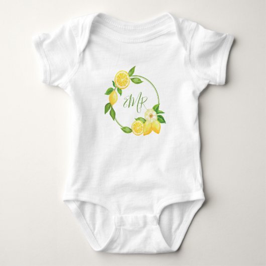 Citrus krans Baby shower Gift Monogram Romper (Voorkant)