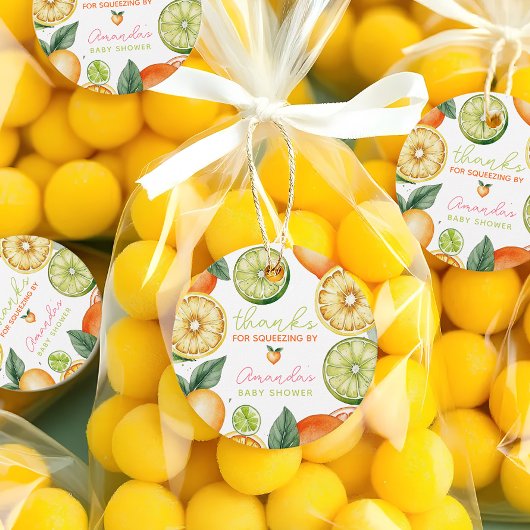 Citrus kreeg echt Waterverf Baby shower Bedankjes Labels