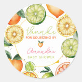Citrus kreeg echt Waterverf Baby shower Ronde Sticker (Voorkant)