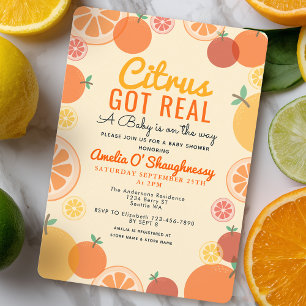 Citrus krijgt echt fruit zomer Baby shower Kaart