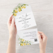Citrus Lemon All in One Wedding All In One Uitnodiging (Afscheurbaar)