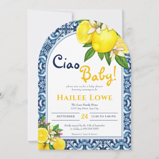Citrus Lemon Amalfi Coast Baby shower Kaart (Voorkant)