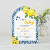 Citrus Lemon Amalfi Coast Baby shower Kaart (Staand voorkant)