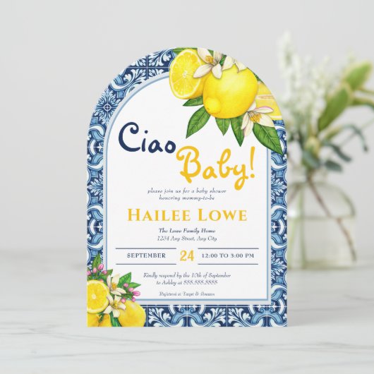 Citrus Lemon Amalfi Coast Baby shower Kaart (Staand voorkant)