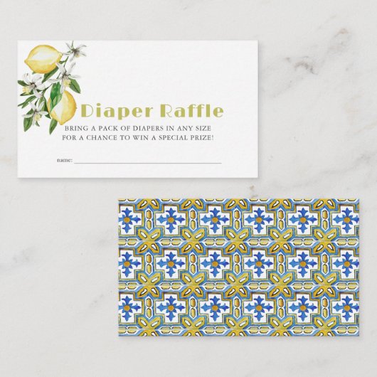 Citrus Lemon Baby Luier Raffle Ticket Informatiekaartje (Voorkant / Achterkant)