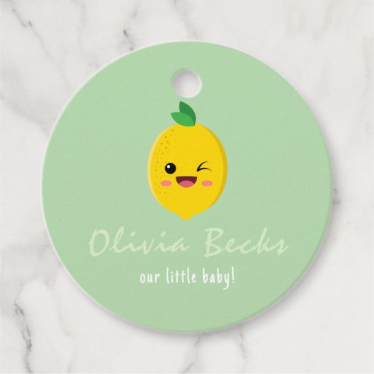 Citrus Lemon Baby shower Bedankjes Labels (Voorkant)