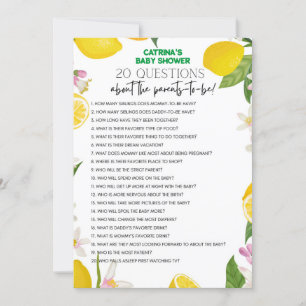 Citrus Lemon Baby shower - bewerkbare naam, 5x7 Kaart