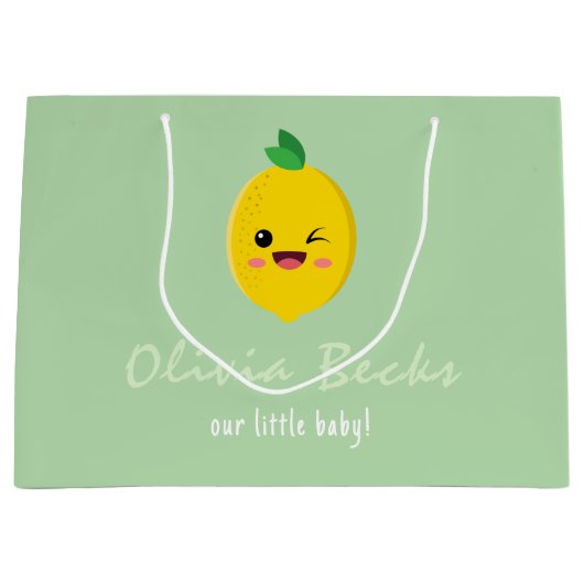 Citrus Lemon Baby shower Groot Cadeauzakje (Voorkant)