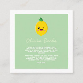Citrus Lemon Baby shower Informatiekaartje