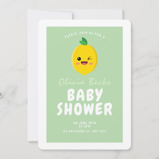 Citrus Lemon Baby shower Kaart (Voorkant)