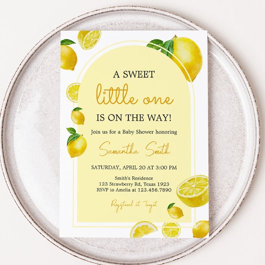 Citrus Lemon Baby shower Kaart