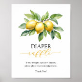 Citrus Lemon Baby shower Luier Raffle Game Poster (Voorkant)