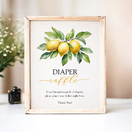 Citrus Lemon Baby shower Luier Raffle Game Poster