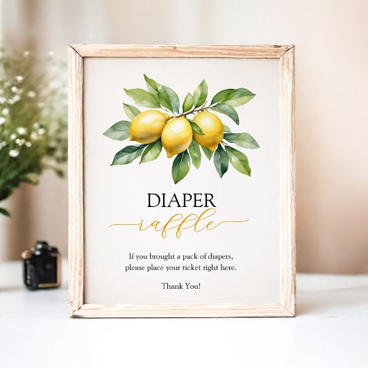 Citrus Lemon Baby shower Luier Raffle Game Poster