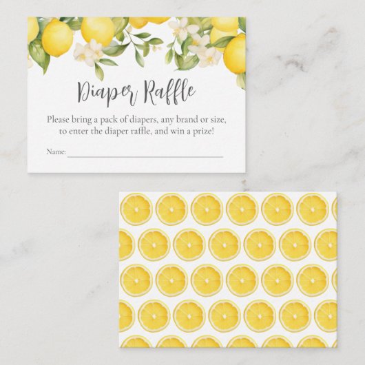 Citrus Lemon Baby shower Luier Raffle Informatiekaartje (Voorkant / Achterkant)