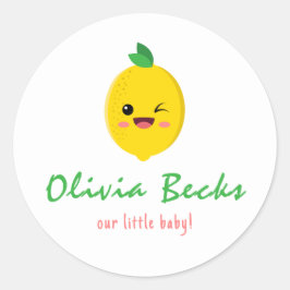 Citrus Lemon Baby shower Ronde Sticker