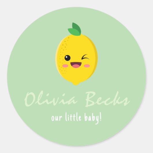 Citrus Lemon Baby shower Ronde Sticker (Voorkant)