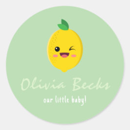 Citrus Lemon Baby shower Ronde Sticker
