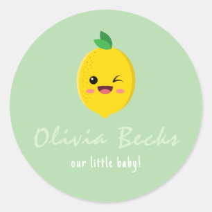 Citrus Lemon Baby shower Ronde Sticker