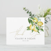 Citrus Lemon Bloemen Waterverf Bedankkaart (Staand voorkant)