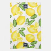 Citrus Lemon Botanische Monogram Theedoek (Verticaal)