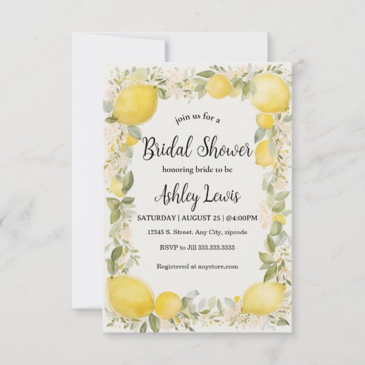 Citrus Lemon bruids douche uitnodiging (Voorkant)