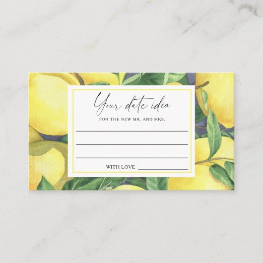 Citrus Lemon - Datum nachtelijke ideeën \ Datum ja Informatiekaartje (Voorkant)