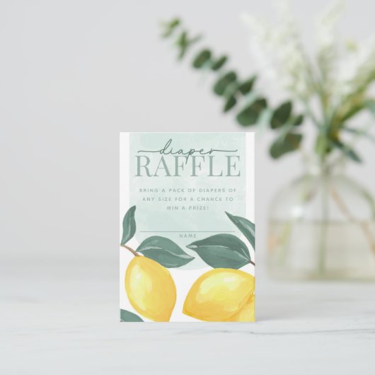 Citrus Lemon Diaper en Wipes Raffle Kaart invoegen (Staand voorkant)