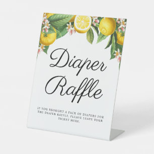 Citrus Lemon Diaper Raffle Summer Baby shower Reclamebord Met Voetstuk