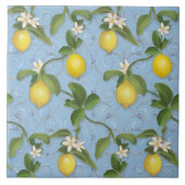 Citrus Lemon Floral Dusty Blue Greenery Pattern Tegeltje (Voorkant)