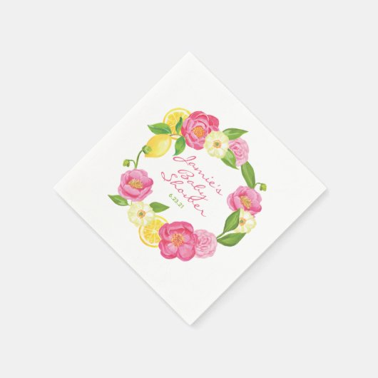 Citrus Lemon Floral Roos Baby shower Servet (Hoek)