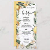 Citrus Lemon Floral Waterverf Baby shower Menu (Voorkant / Achterkant)