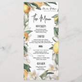 Citrus Lemon Floral Waterverf Baby shower Menu (Voorkant)