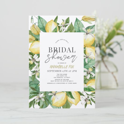 Citrus Lemon Floral Waterverf Vrijgezellenfeest Kaart (Staand voorkant)