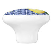 Citrus Lemon Foliage Waterverf Pattern Blue Keramische Knop (Zijkant)