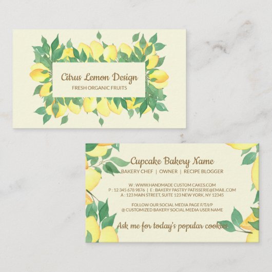 Citrus Lemon Fresh Fruit beige vanilla room Visitekaartje (Voorkant / Achterkant)