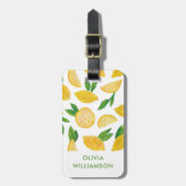 Citrus lemon fruit pattern bagagelabel (Voorkant verticaal)
