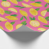 Citrus Lemon Fruit roze patroon Cadeaupapier (Hoek)